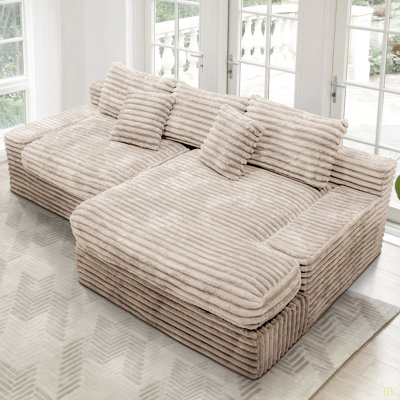 Siège modulaire Boneless, canapé rembourré et compressé pour le salon, la chambre à coucher, un appartement, aucun assemblage requis, combinaison libre de 2 pièces, tissu en velours côtelé moelleux