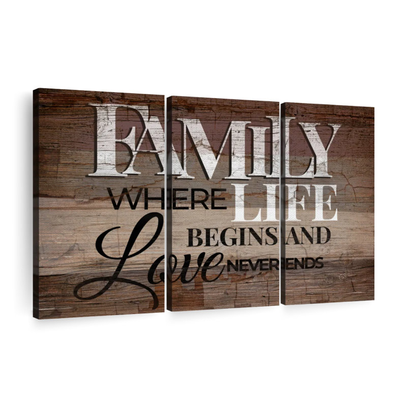 «Family Life Quote Typographie», reproduction sur toile, H 48 po x l 74 po x 1,25 po