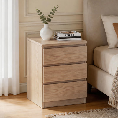 Ensemble de 2 tables de chevet en bois avec 3 tiroirs