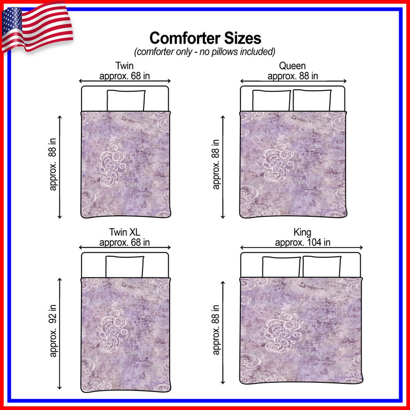 Édredon mauve à motif abstrait, Simple extra long