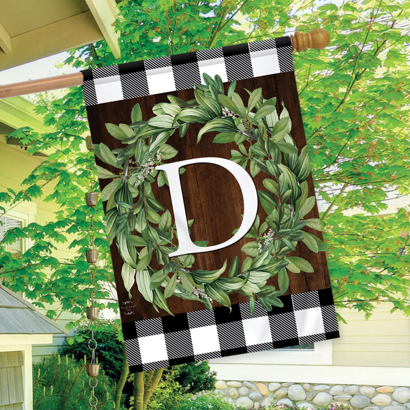 Wreath Monogram Letter D House Flag
