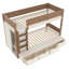 Lit simple superposé simple / simple / simple TG avec 4 tiroirs de rangement, lit superposé en bois massif avec garde-robe intégrée et garde-corps pleine longueur, sans sommier, beige et naturel