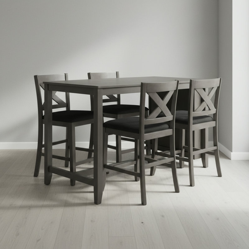Ensemble de table de salle à manger 5 pièces Solid, Noir