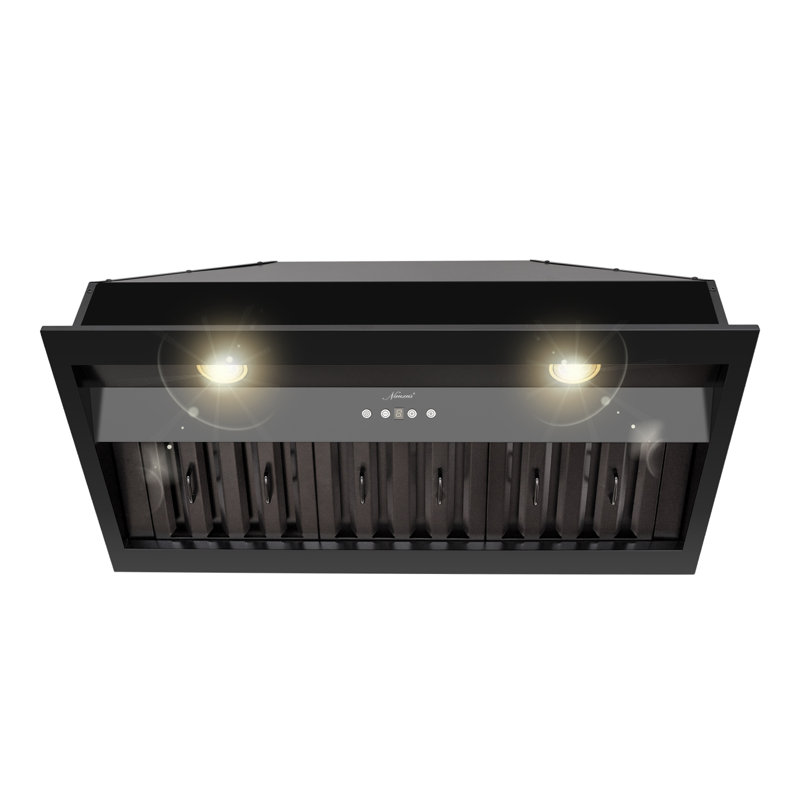 36-Inch Matte Black Stainless Steel Range Hood Insert with Charcoal Filter