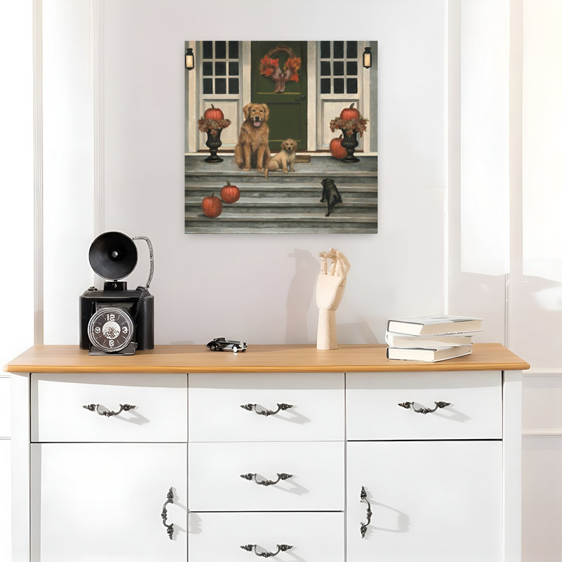 Art contemporain accueillant avec des animaux, H 18 po x l 18 po