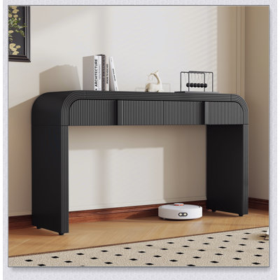 Unique Modern Rounded Silhouette And Smooth Surface Console Table With Spacious Drawers For Elegant Home Decor