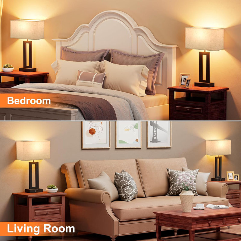 Metal USB Table Lamp, Cream