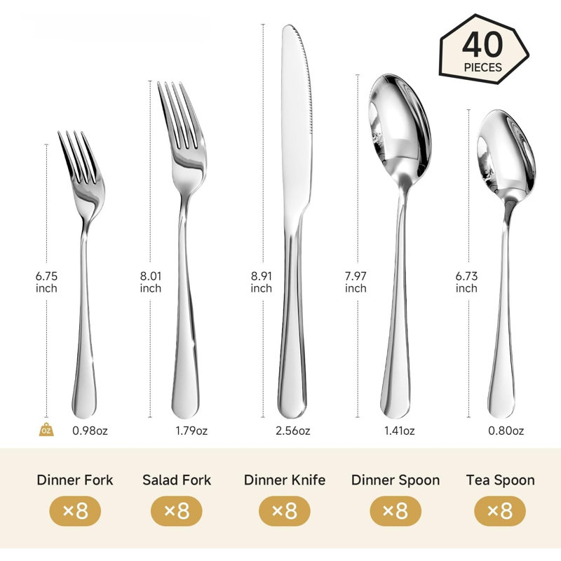 40-piece Silverware Set For 8