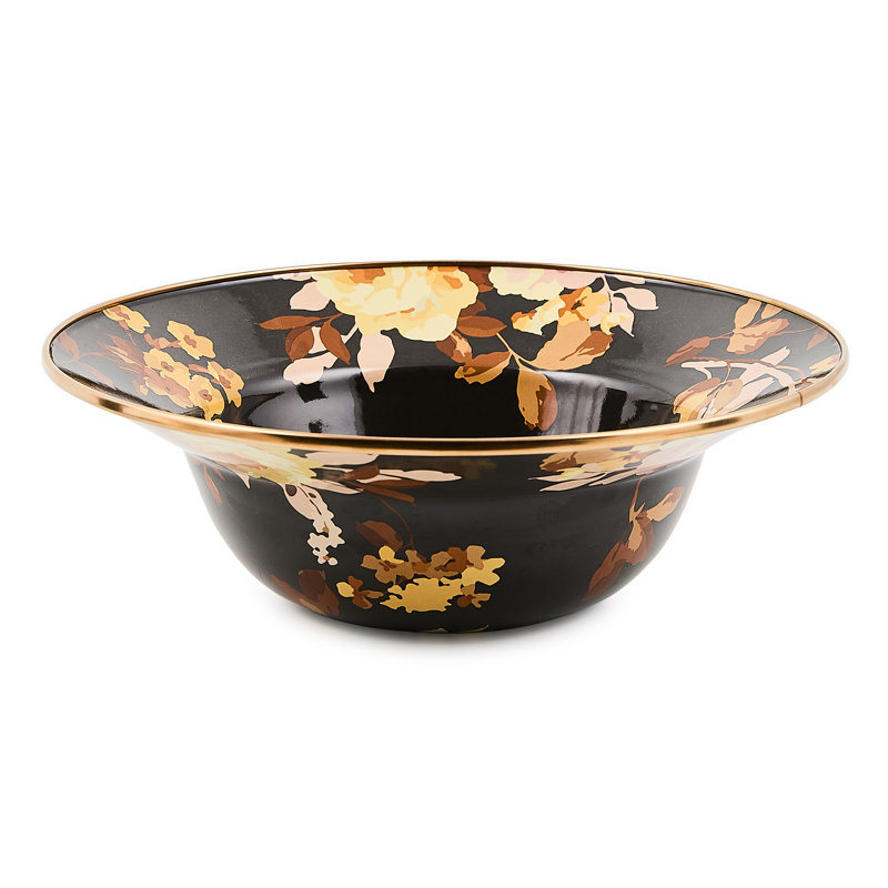 Wild Rose Brown Serving Bowl, Brown