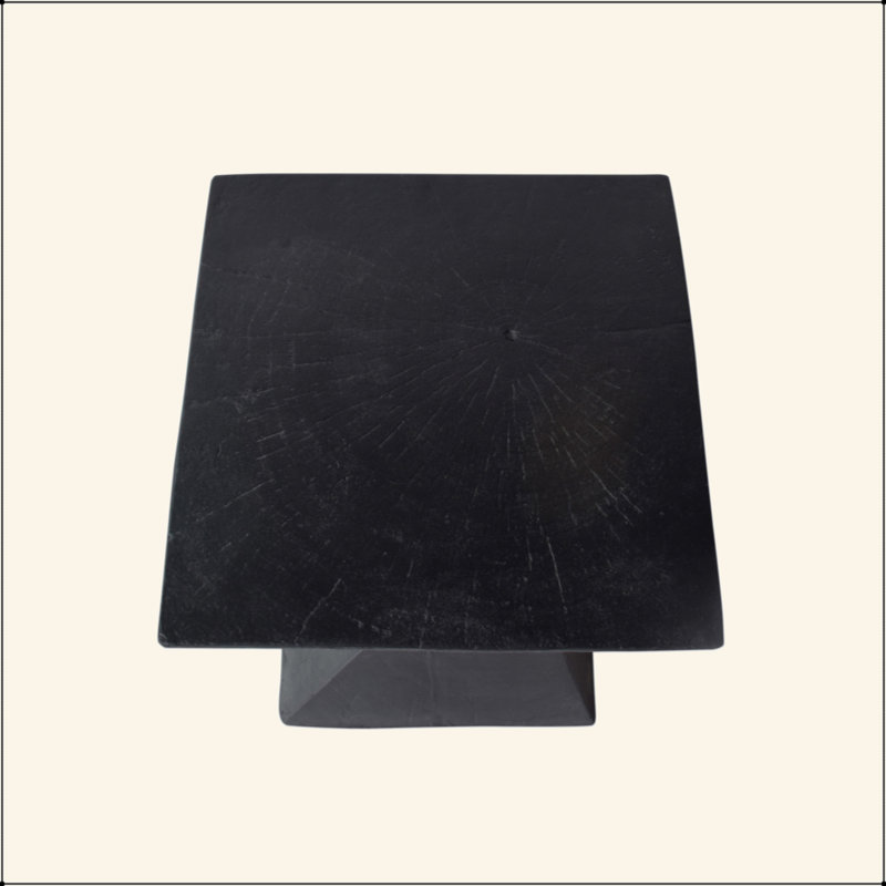 Charming Lightweight Concrete Side Table With Twisted Hourglass Structure, Black