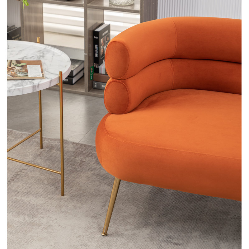 Causeuse rembourrée Demetrius, Velours orange