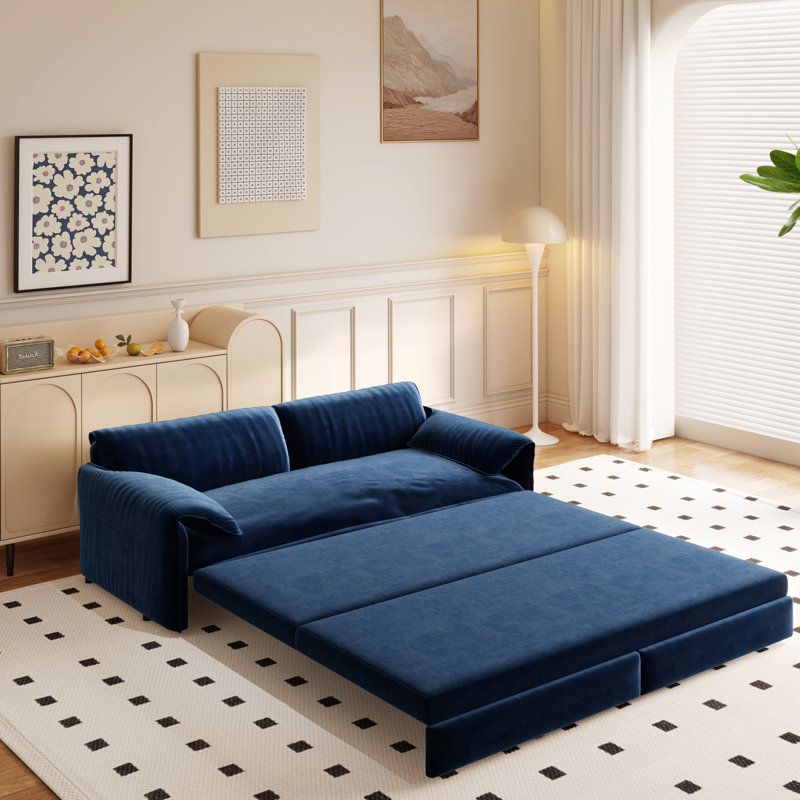 Canapé-lit convertible grand 3-en-1 avec rangement latéral, causeuse multifonctionnelle en velours pour le salon et la chambre à coucher