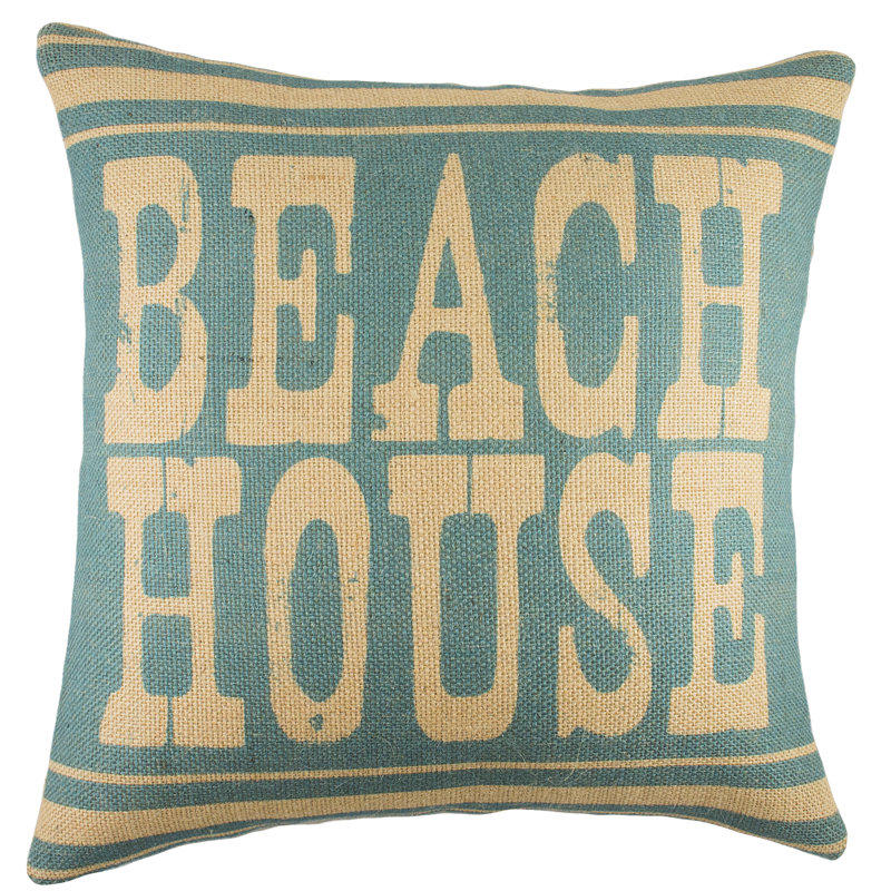 Reversible Throw Pillow, Blue and Tan