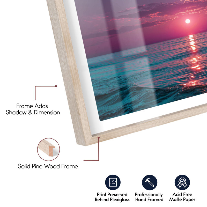 «Sunset Echoes II Shadowbox Print Sunset» par Notoriart, cadre blond, 25 x 17, Cadre blond, H 17 po x l 25 po