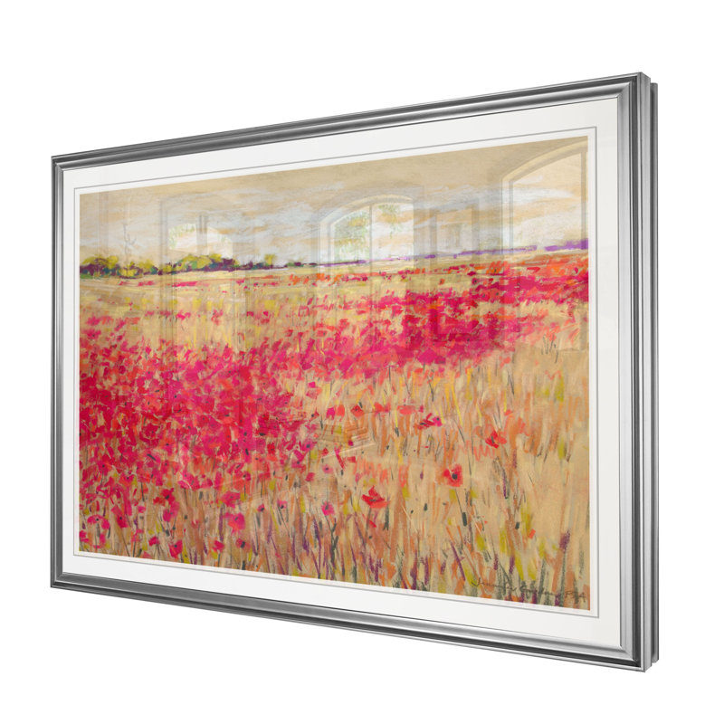 «Poppies» Evening Light I », reproduction, H 20 po x l 24 po x P 1,5 po, Cadre argenté