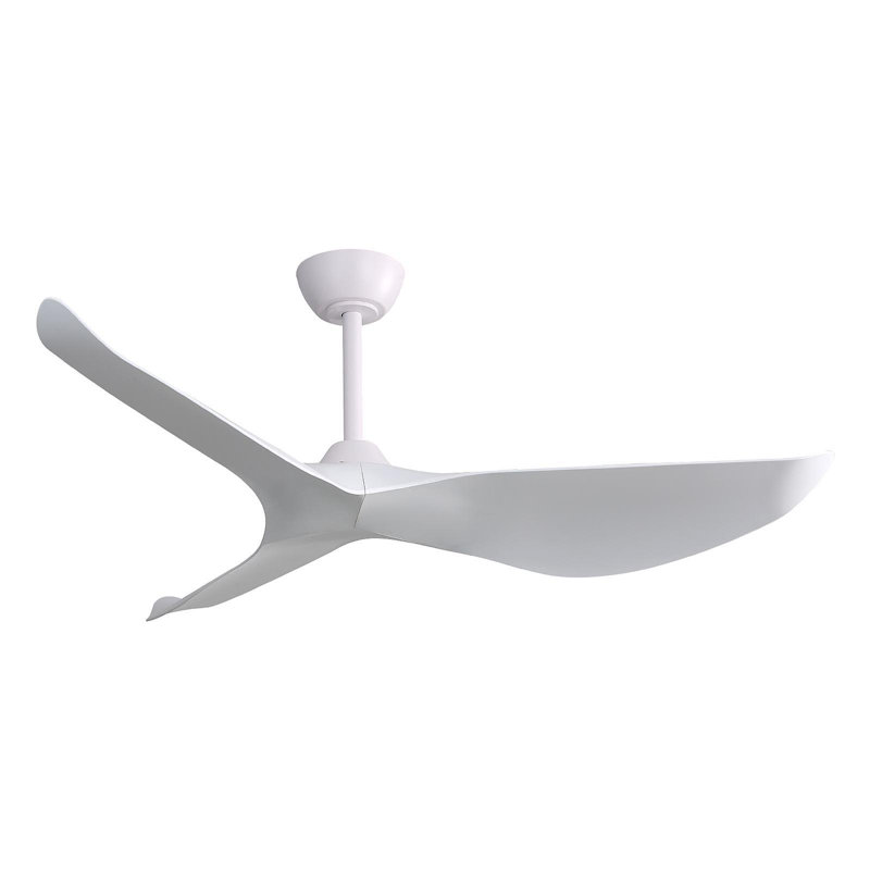 52 Inch Indoor Ceiling Fan Without Light, 6 Speeds Reversible DC Motor, 3 ABS Blade Ceiling Fan White For Bedroom