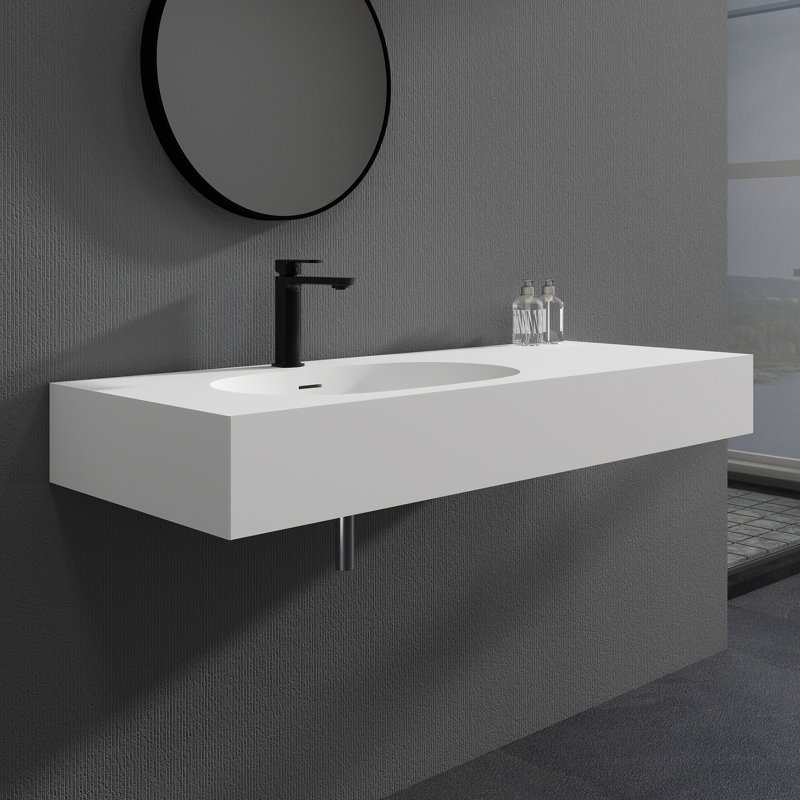 Lavabo de salle de bain mural 47 po avec trou pour robinet
