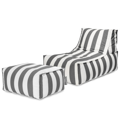 Santorin Bean Bag Lounge Set With Matching Ottoman Pouf
