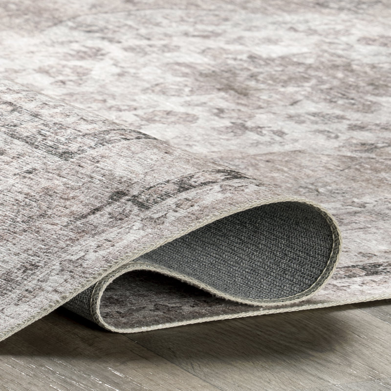 Tapis lavable résistant aux taches Davi, Rond 6 pi