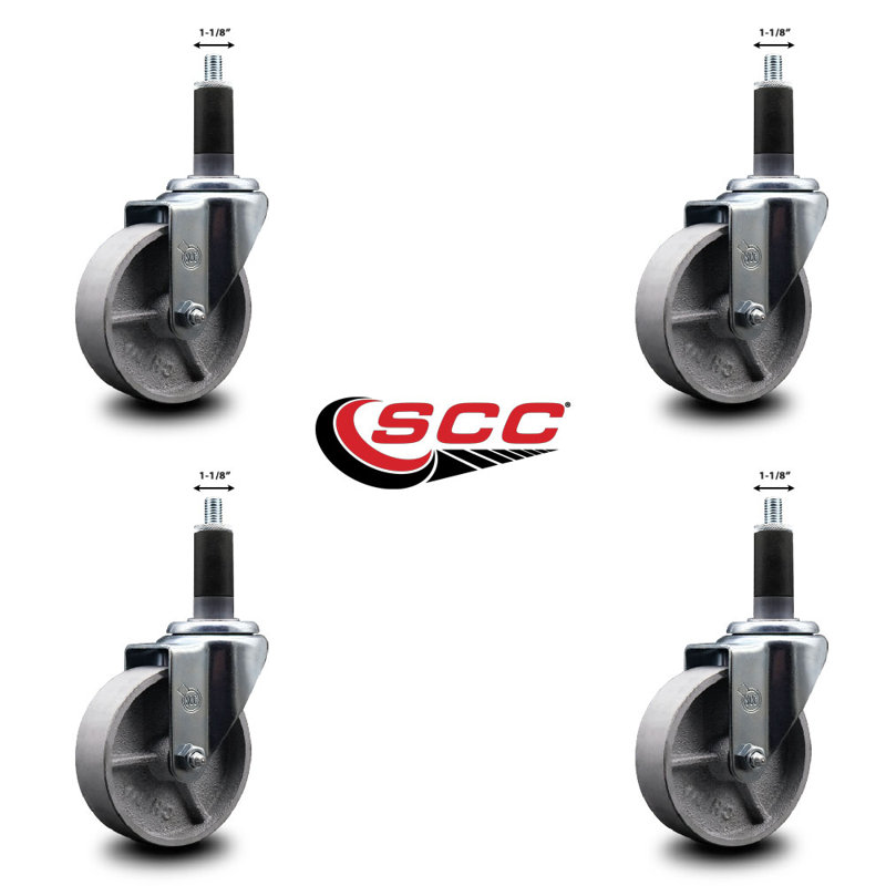 Ensemble de roulettes extensibles semi-pivotantes 1-1 / 8 pouces
