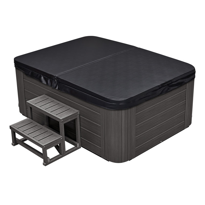 Gray Acrylic 4-Person Rectangle Hot Tub with 39 Jets