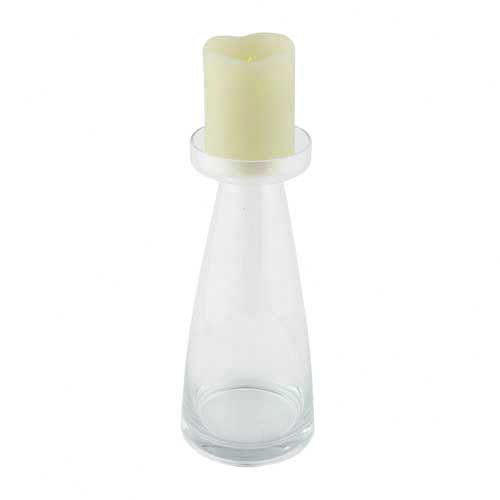 11'' H Glass Tabletop Candlestick with Candle Included