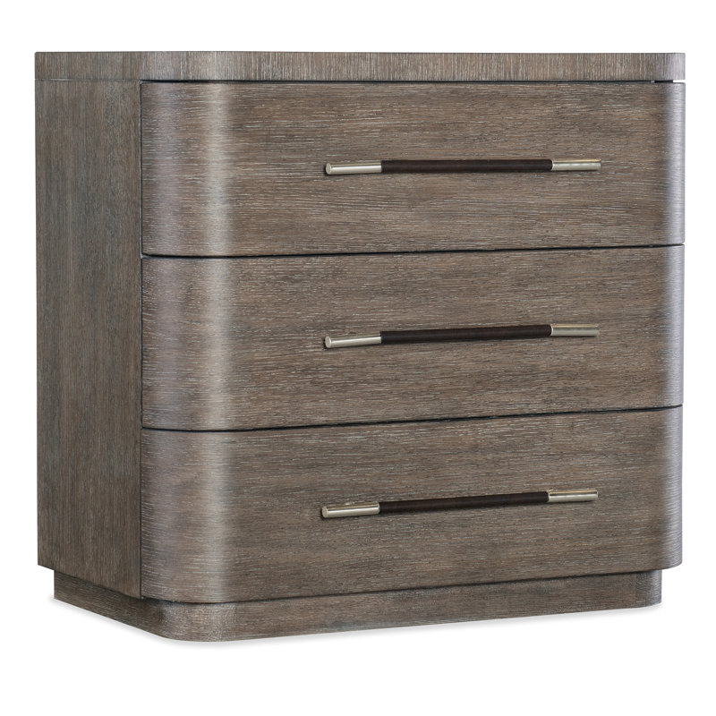 Modern Mood Three Drawer Nightstand, Dark Wood/Mink