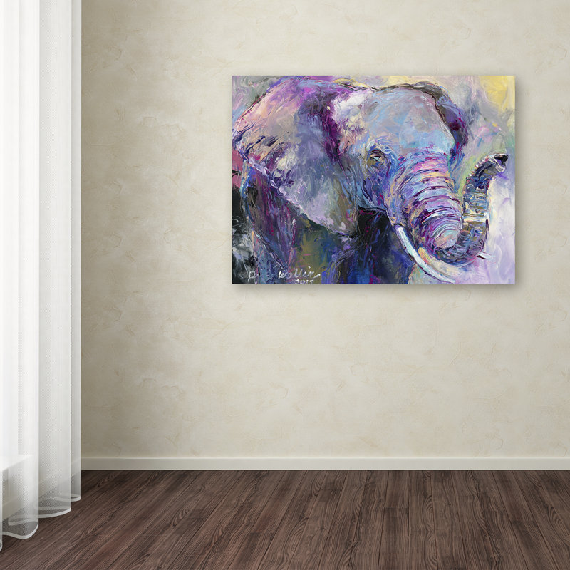 « blue éléphant », impression sur toile, H 24 po x l 32 po x P 2 po, Pas de tapis, Toile tendue
