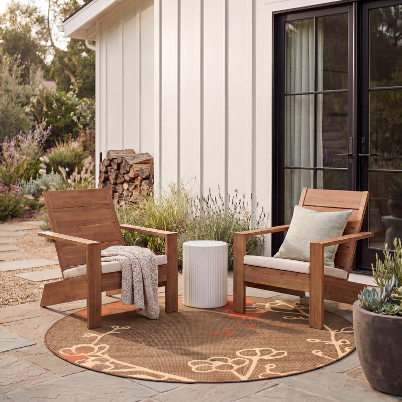 Herefordshire Performance Floral Indoor/Outdoor Area Rug, Round 5'3"
