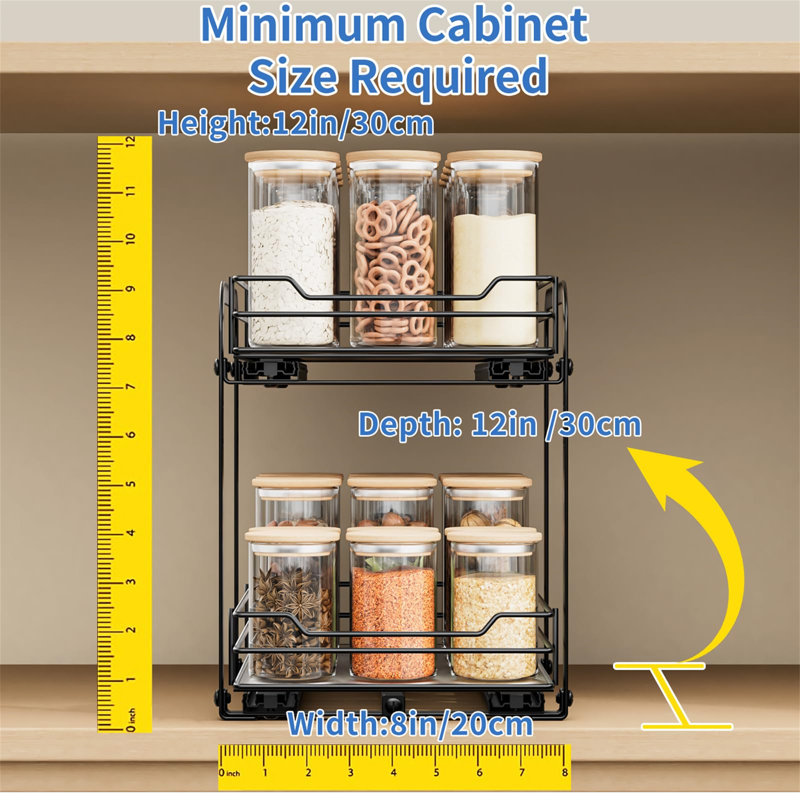 Spice Rack, 23cm H x 18.2cm W x 26.4cm D, Black