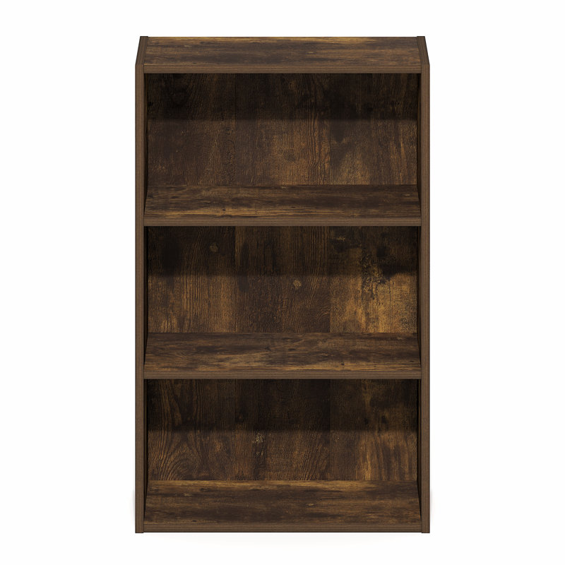 Furinno Basic 3-Tier Open Shelf Bookcase, Bookshelf, Storage Organizer, Amber Pine, 7.3" D x 16.6" W x 26.4" H