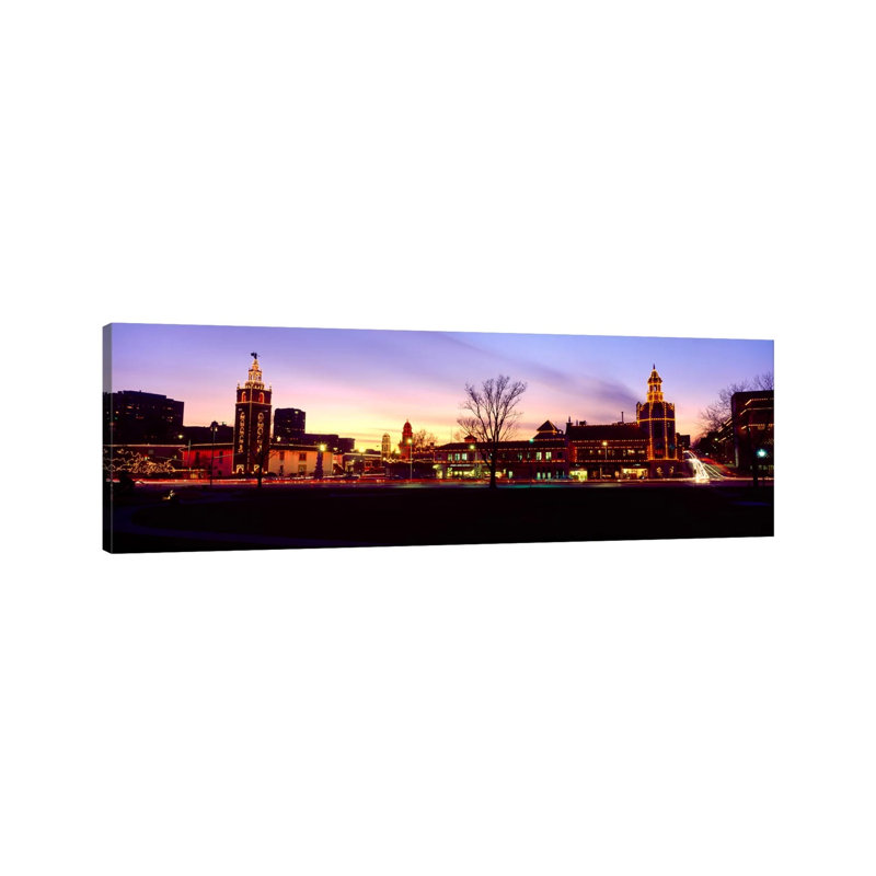 Buildings In A City, Country Club Plaza, Kansas City, Jackson County - Wrapped Canvas Panoramic Print