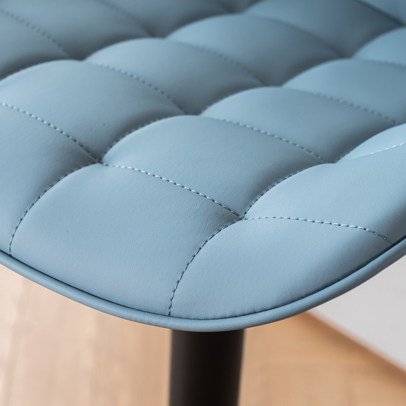 Tabouret de bar pivotant à hauteur réglable Zager, Similicuir bleu / cadre noir