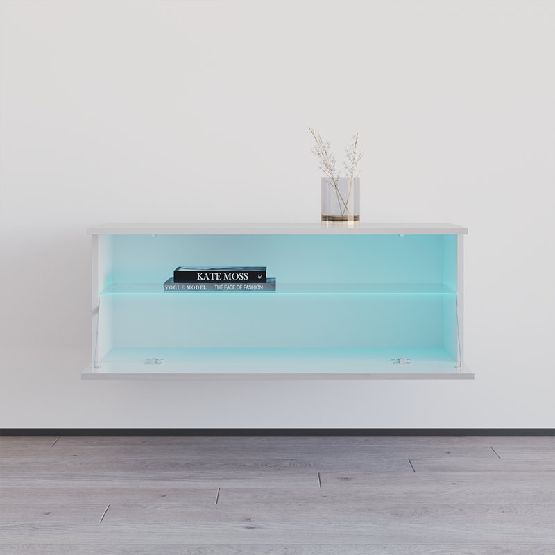Meuble télé avec éclairage à DEL 16 couleurs Ada, Blanc