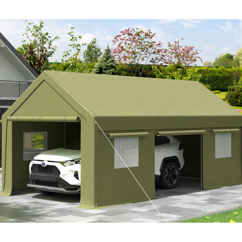 Abri d'auto robuste l 12 pi x P 20 pi, garage portatif pour ramassage, blanc, Blanc, H 118,9 po x l 144 po x P 235 po