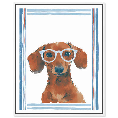 Summer Doggo II Canvas Print Fun Dog Wall Decor by Art Remedy, White Frame, 30 x 36