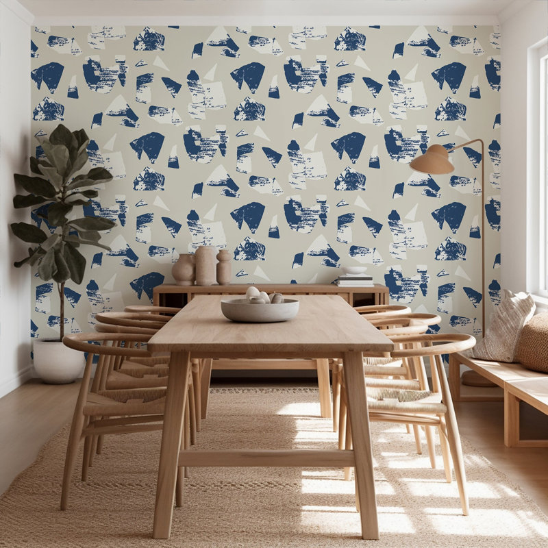 Bo-Kaap Curb Wallpaper, Non-Pasted, Blue China, Faux Grasscloth