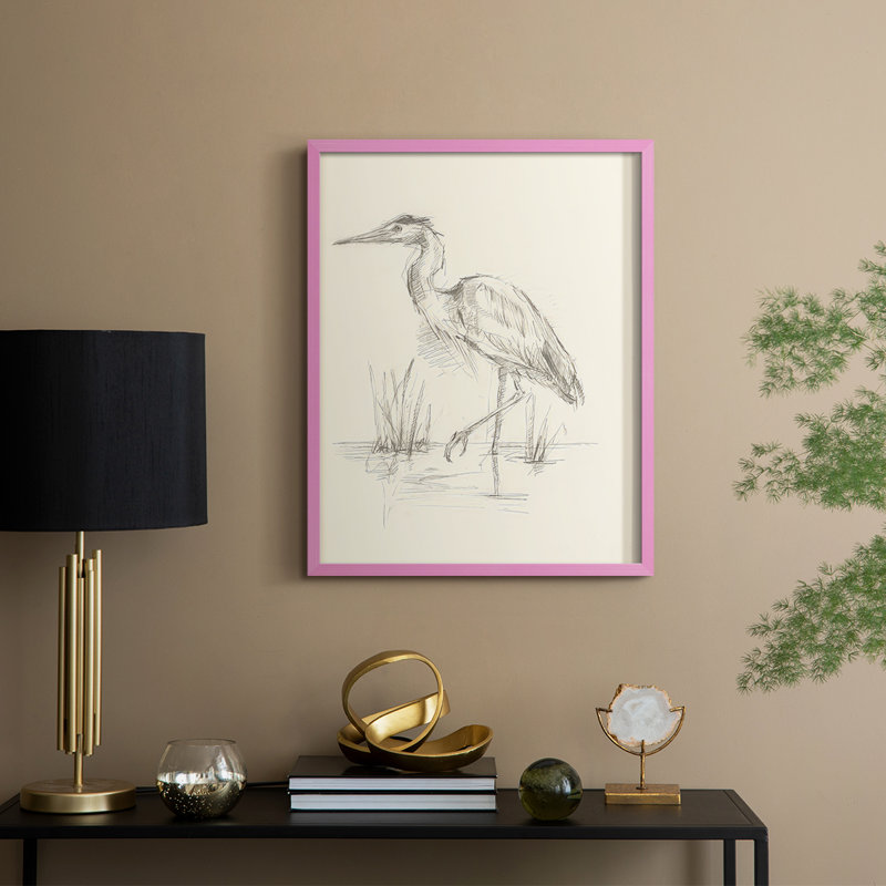 «Waterbird S Carnets de croquis II», reproduction encadrée - bois massif, Rose, H 11 po x l 9 po