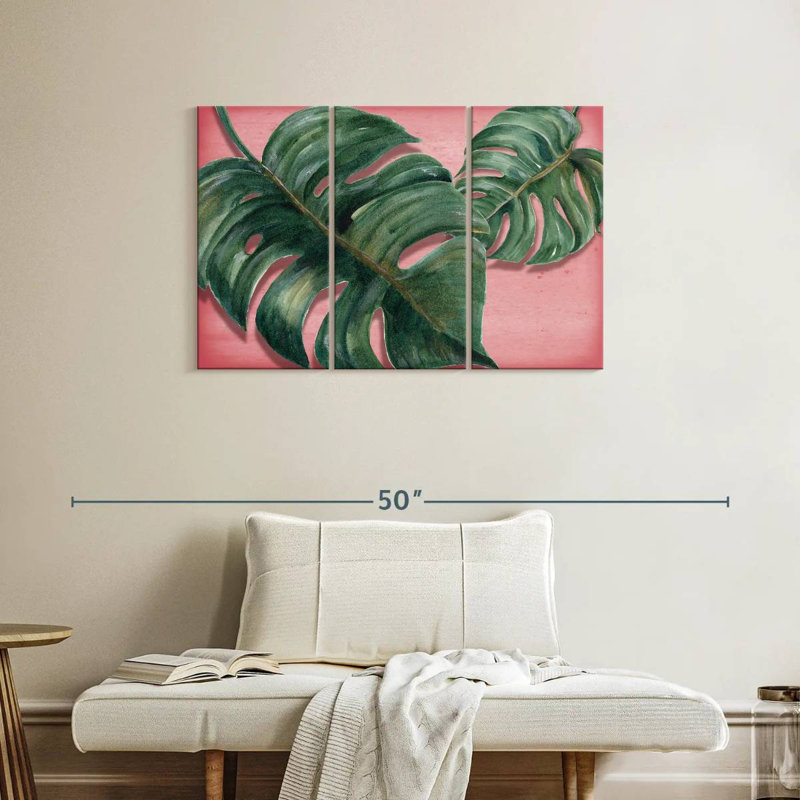 Harnek Bright Monstera Leaves, 24" H x 38" W