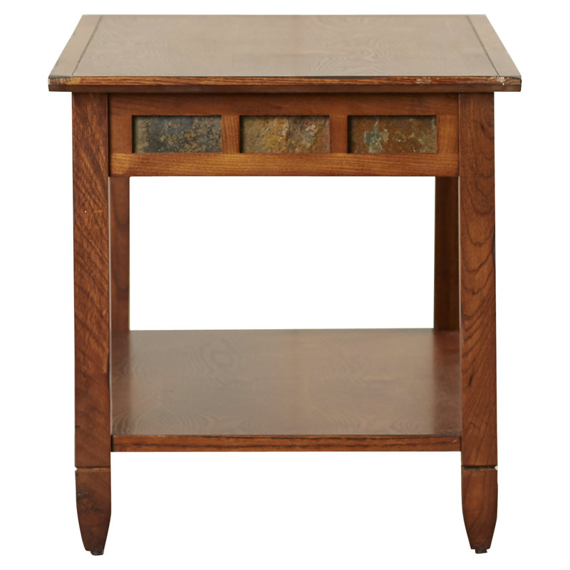 Rustic Solid Wood Slate Coffee Table, Rustic Oak