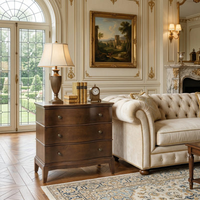 Elfine Transitional 28"W Curved 3-Drawer End Table with Charging Station and Simple Assembly