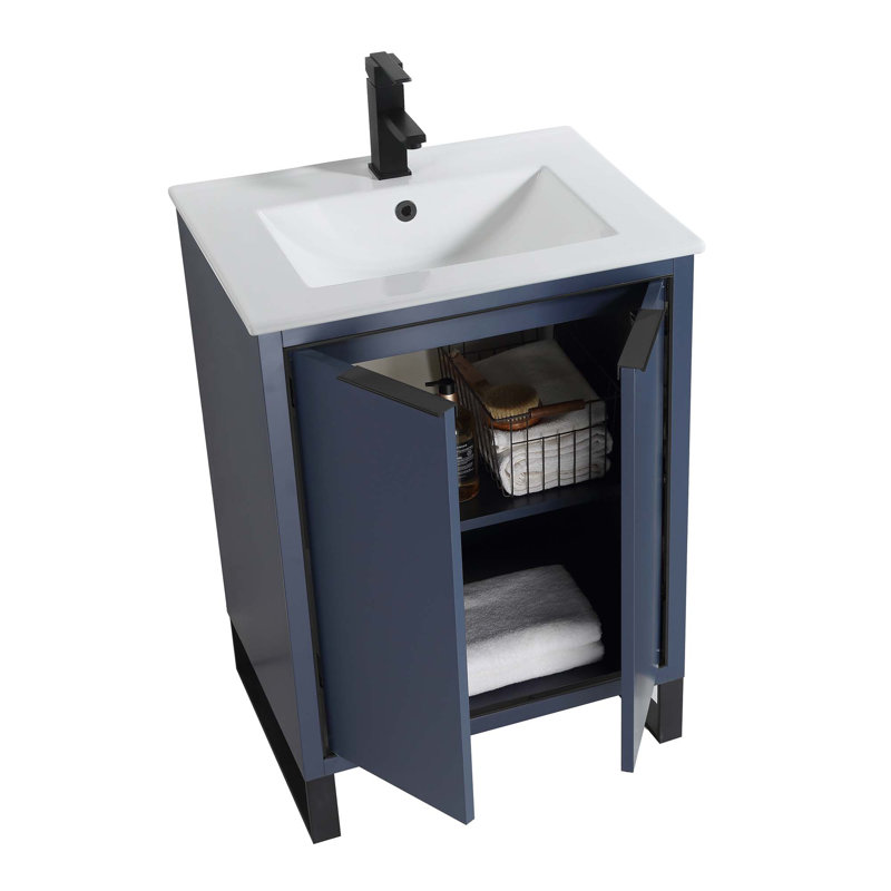 24'' Single Bathroom Vanity Set, Matte Black, Navy Blue