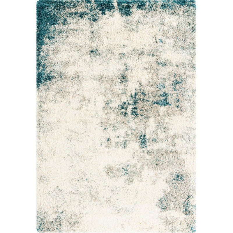 Tapis rond en polypropylène tissé à la machine de 6 pi de couleur gris / ivoire, Rectangle 7 pi 1 po x 10 pi