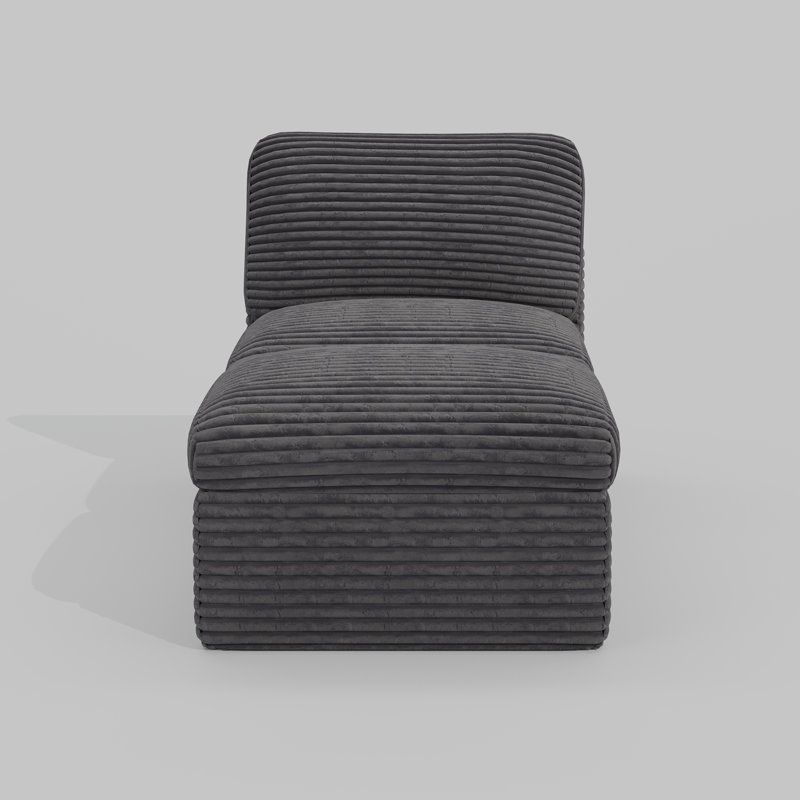 Siège large et moelleux en velours côtelé avec repose-pieds, Gris