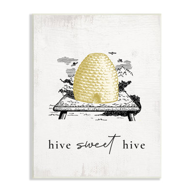 Hive Sweet Hive Vintage Beehive Illustration Bee Pun - Reproduction de dessin