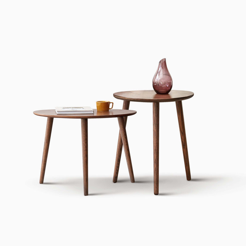 Table en bois de chêne massif, plateau en forme de galet, bureau à usages multiples et table basse