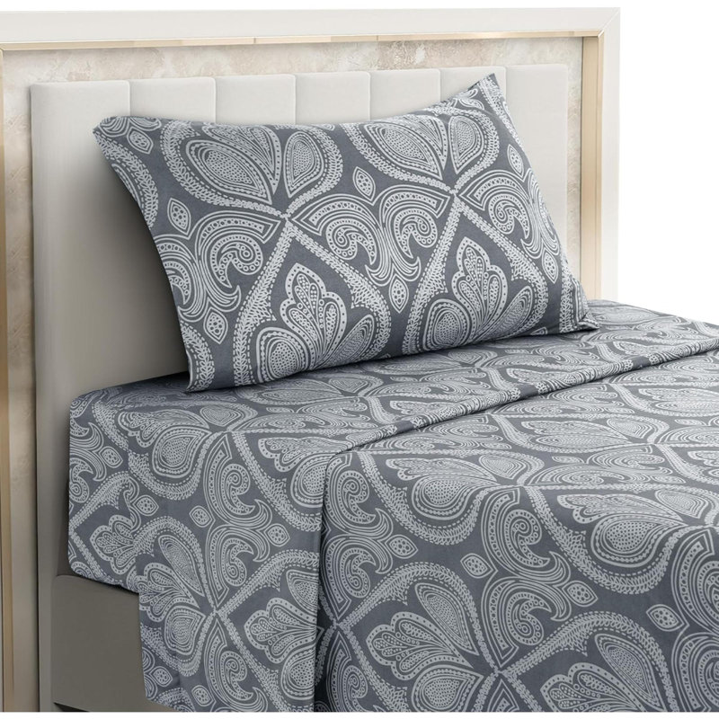 Paisley Twin Sheet Set, 3 PC Soft Microfiber Wrinkle Free Sheets - Luxurious Printed Bed Sheets Includes Flat Sheet, Fitted Sheet With Deep Pockets, & Pillowcase