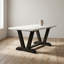Linen White Wire Brushed Black Shitake Linen Fabric Rubber Wood Rectangle 7 Piece Dining Table Set 6 Upholstered Chairs