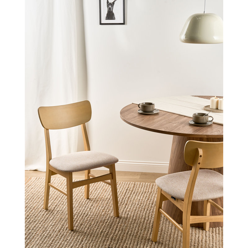 44cm H Fabric Upholstered Slat Back Side Chair, Natural
