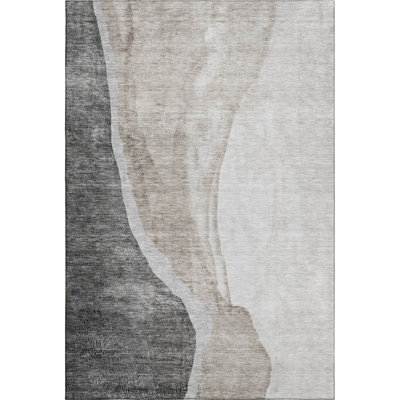 Premium Machine Washable Prisco Charcoal Rug